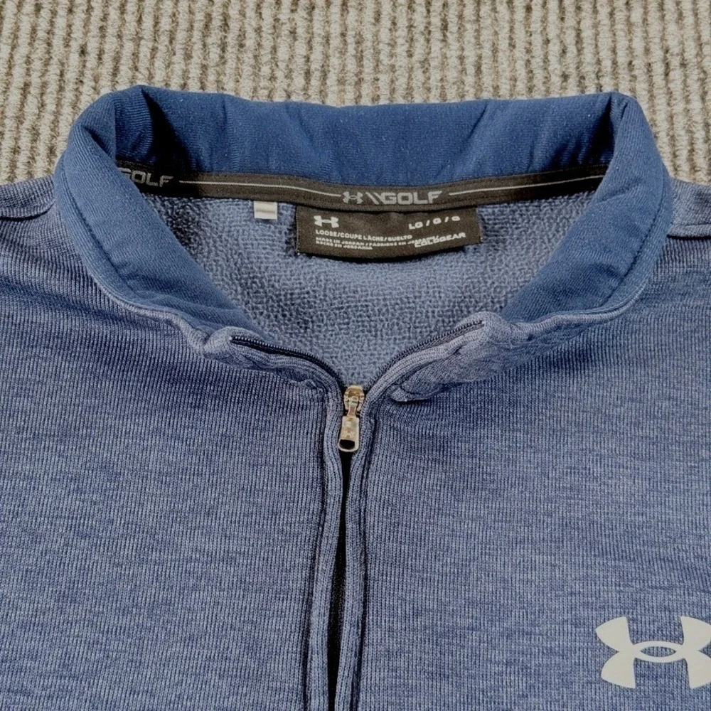 Under Armour Golf ColdGear Storm Quarter Zip Pullover Mens Large Blue Heather